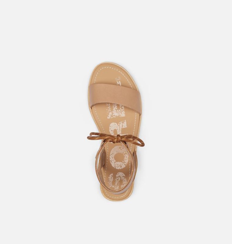 Sorel Kadın Ella™ Ankle Lace Flat - Sandalet Bej Rengi - 718-RJEVMZ